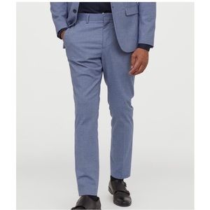 H&M Blue Melange Skinny Fit Suit Pants